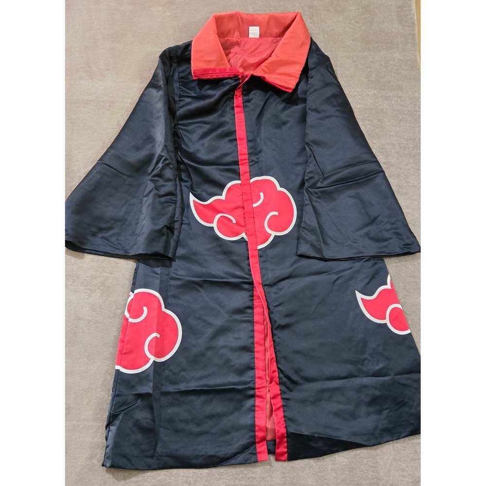 Naruto Shippuden Akatsuki Cloak Robe Unisex Small Medium Red Cloud Anime Cosplay